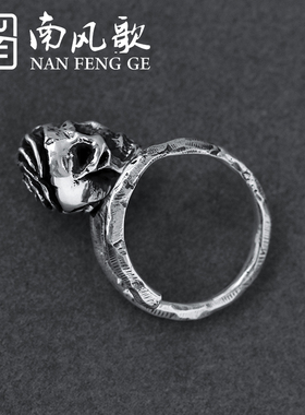 原创设计风骷髅纯银爱情节日男戒