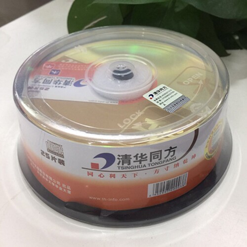 清华同方A级木华CD-R光盘52X700MB磁盘VCD空白刻录光碟片25片桶装 - 图0