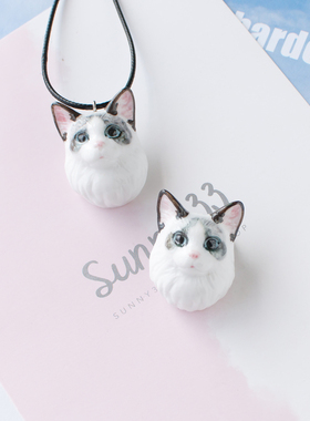 萌猫咪原宿可爱动物森系毛衣项链