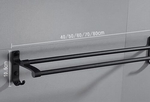 35cm免打孔45cm55cm65cm75cm95cm1m1.1m黑色毛巾架可定制孔太空铝 - 图1