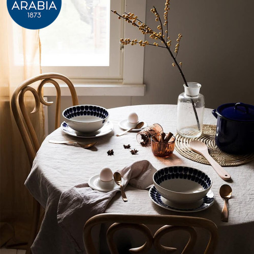 芬兰Arabia咖啡杯中古 24h小时 现代蓝色创意盘子进口日本早餐 - 图1