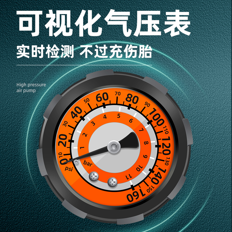 便携打气筒电动车充气泵球轮胎气嘴通用打气筒高压气管水火箭专用