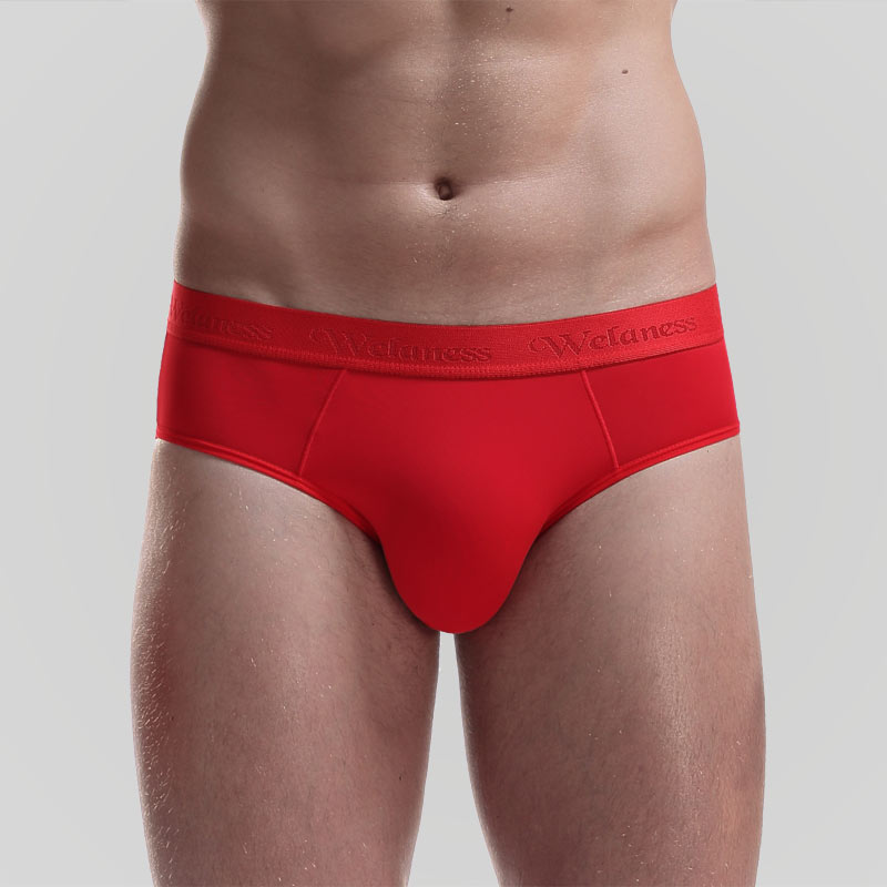 2条礼盒装男士内裤男三角裤冰丝大红色本命年短裤衩头结婚礼物 - 图0