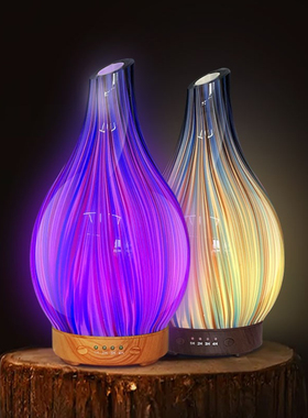 浩晶香薰机加湿器青花瓷3D玻璃