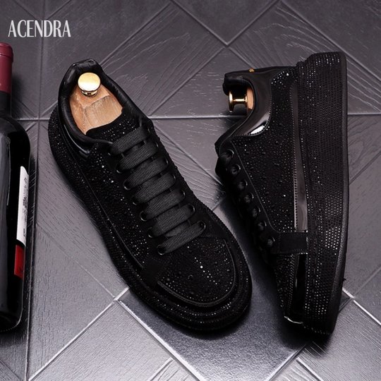 ACENDRA 男士奢品满钻时尚个性板鞋厚底显高乐福鞋百搭潮流休闲鞋