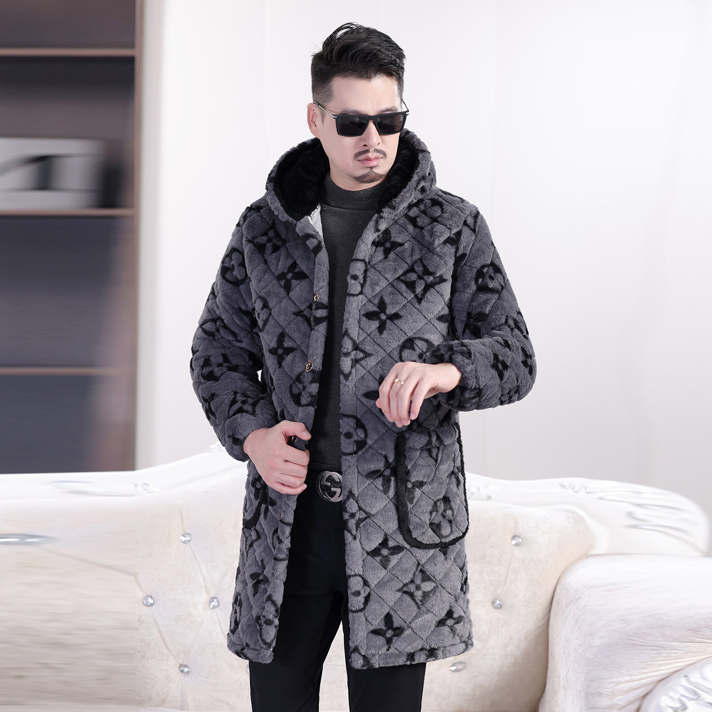 2025冬季新款加绒加厚棉衣男中长款连帽保暖外套宽松大码棉服棉袄,淘宝优惠券,粉丝福利购,淘宝优惠卷