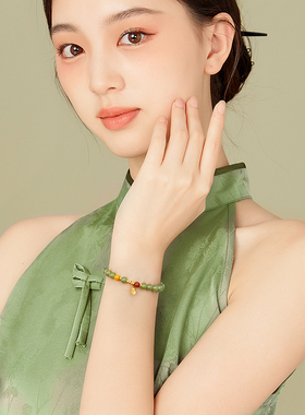 静风格女和田玉南红手串