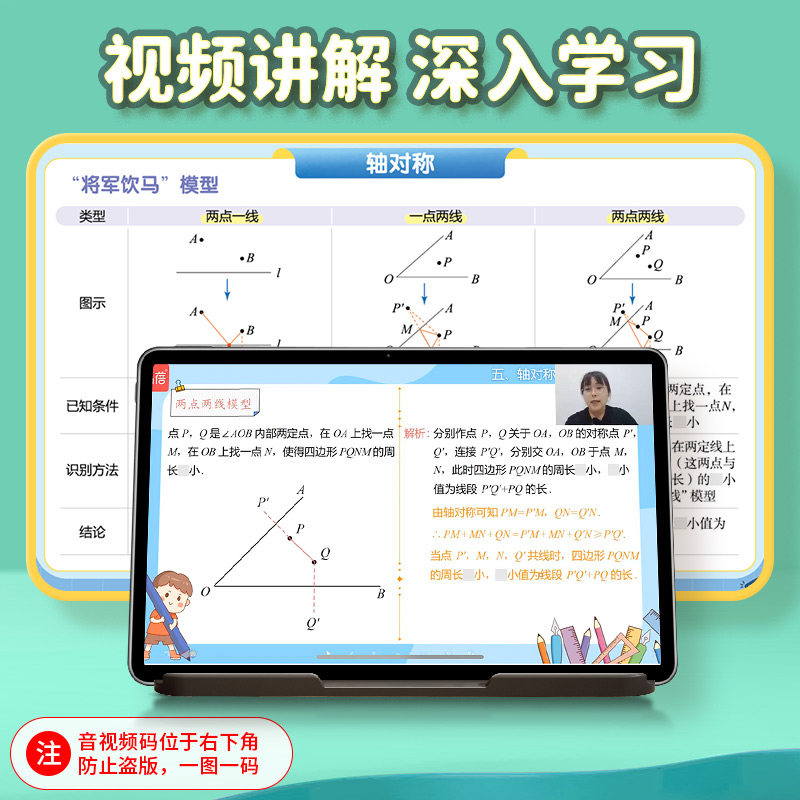 【易蓓】初中数学几何模型挂图几何图形辅助线几何性质与定理知识盘点七八九年级数学分类知识点总结解题技巧归纳挂图墙贴
