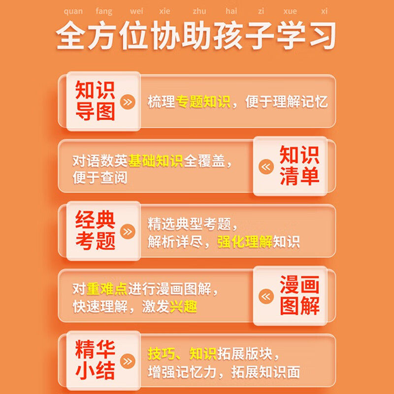 汉知简小学知识大盘点语文数学英语知识大全一二三四五六年级上下册期末总复习人教版小升初基础知识清单一本公式手册大全汇总