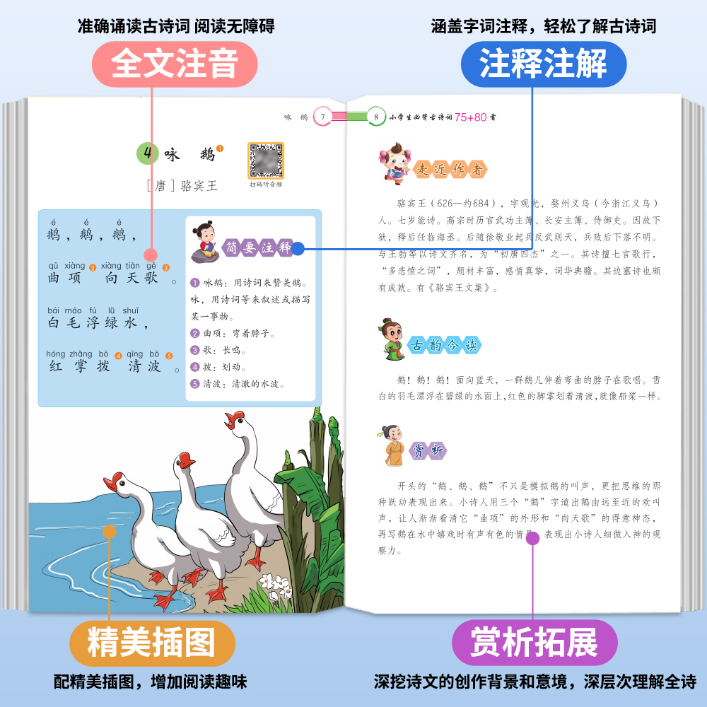 小学生必背古诗词75+80首上下册一二三四五到六年级人教版彩图注音75首文言文大全集书唐诗宋词一本通129首小散文100课小古文100篇 - 图1