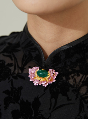 海棠花 新中式国风胸针高品质手作设计感精致优雅胸花服装女配饰