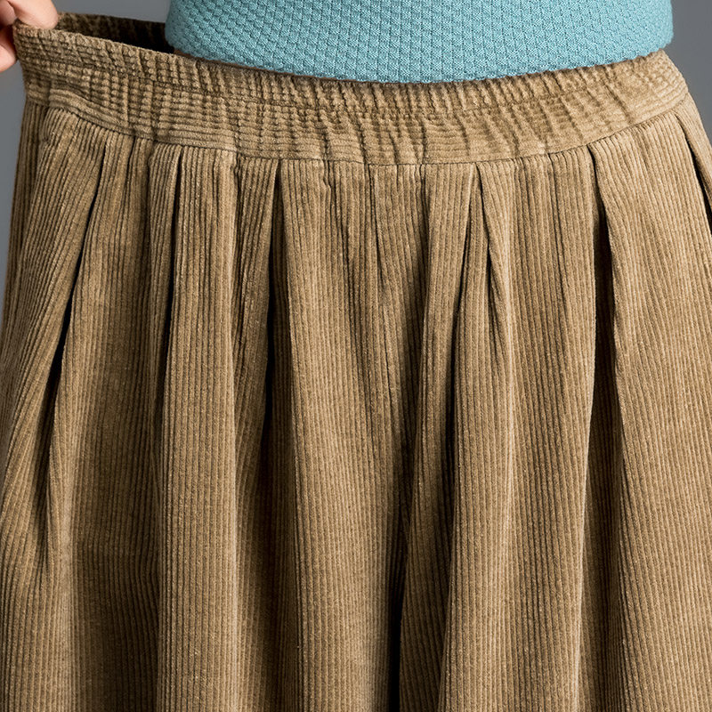 灯芯绒秋冬新款松紧腰胖mm阔腿裤 阿玛杰斯温休闲裤