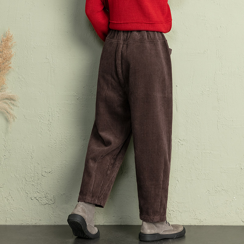 灯芯绒萝卜裤女加绒加厚高腰休闲阔腿女裤九分冬季新款条绒哈伦裤,淘宝优惠券,粉丝福利购,淘宝优惠卷