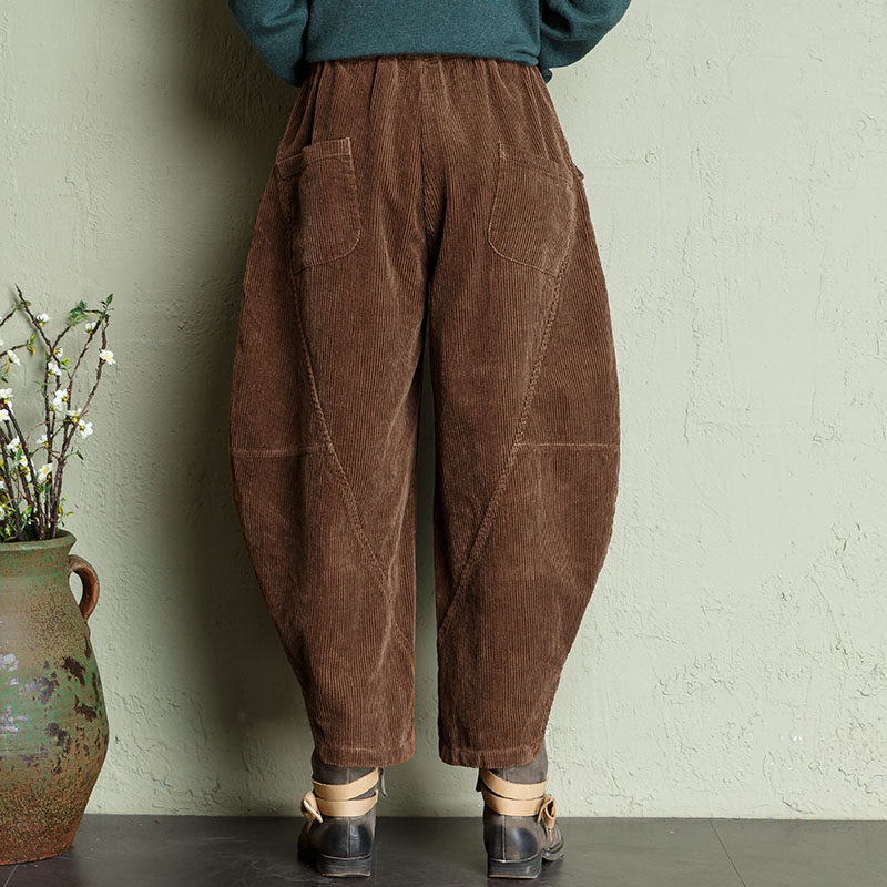 灯芯绒冬季八分高腰条绒显瘦灯笼裤 阿玛杰斯温休闲裤