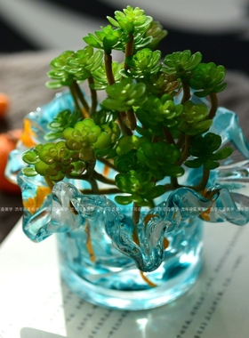 折纸扁花瓣珊瑚洒金烛台收纳摆件