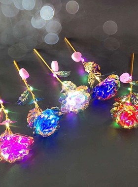 阳光捕手七彩炫光玫瑰花~变幻金箔星空玫瑰花浪漫永恒教师节礼物