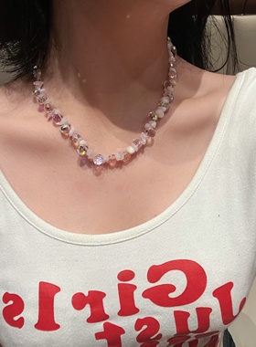 日韩不规则水晶碎石项链女小众设计感甜美锁骨链轻奢百搭甜酷颈链