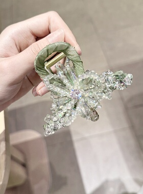 水晶花朵后脑勺法式流苏轻奢仙美