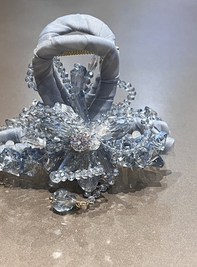 法式轻奢花朵发夹流苏水晶发抓仙美后脑勺高级感抓夹盘发夹发饰女