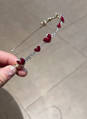 时尚水钻爱心发箍新款简约合金珍珠细头箍女夏天森系头箍优雅发卡
