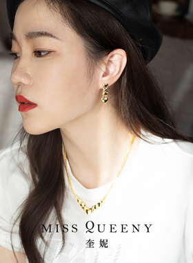 MissQueeny复古爱心吊坠耳钉