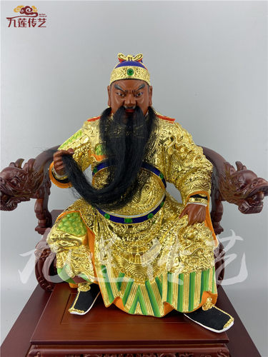 木雕关公关帝爷山西夫子关羽关二爷香樟木锦雕传艺木雕家居摆件 - 图1