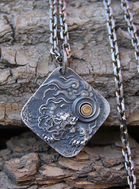 纯银【唐狮-日进斗金】吊坠套链 国风设计 做工细 金色部分22k金