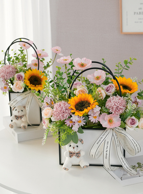 DIY手提花袋仿真花套装团建礼物