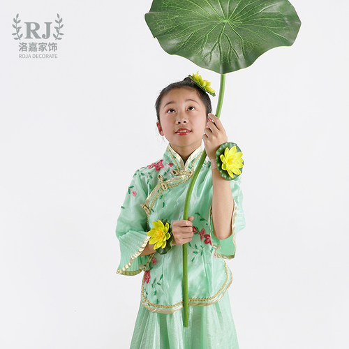 跳舞舞蹈道具仿真荷花假荷叶幼儿园小学表演荷塘月色演出装饰品 - 图1