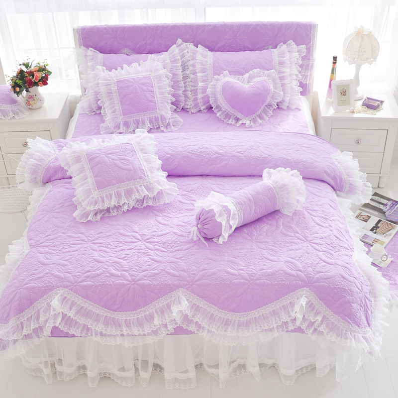 韩版简约欧式莫代尔四件套全棉纯棉韩式床罩式粉色蕾丝床上用品