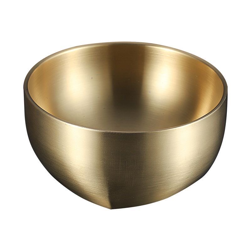 韩式304不锈钢米饭碗双层防烫汤碗儿童吃饭碗商用金色料理方圆碗