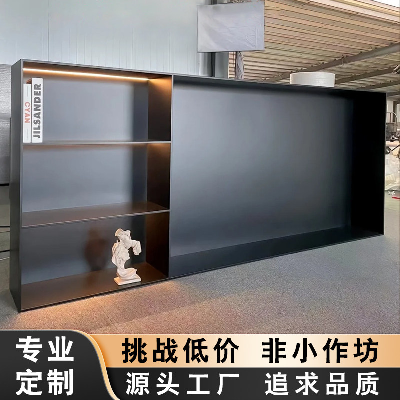 Built-in 75/85-inch TV niche built-in custom suspended TV background wall stainless steel metal cabinet 100