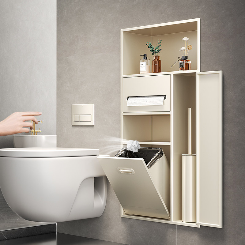 奶油风卫生间不锈钢马桶壁龛卫生间厕所垃圾桶嵌入式柜马桶旁壁龛,淘宝优惠券,粉丝福利购,淘宝优惠卷