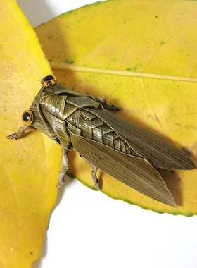 非遗手工艺品纯手工编织蝉草编知了件创意仿真昆虫礼品