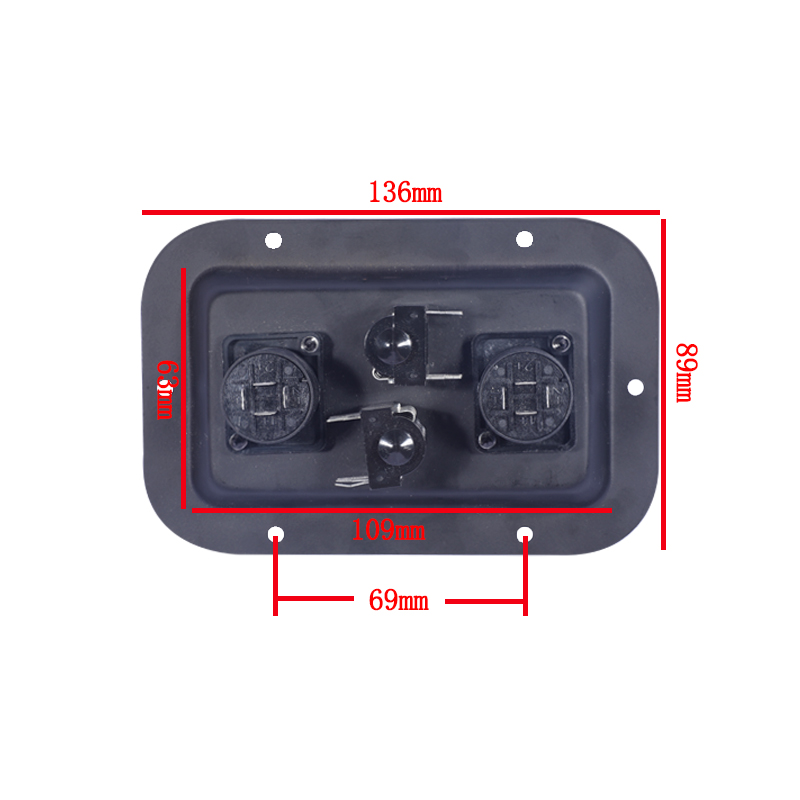 音箱接线盒 舞台音响功放配件喇叭线卡侬铁质双欧插式接线座面板