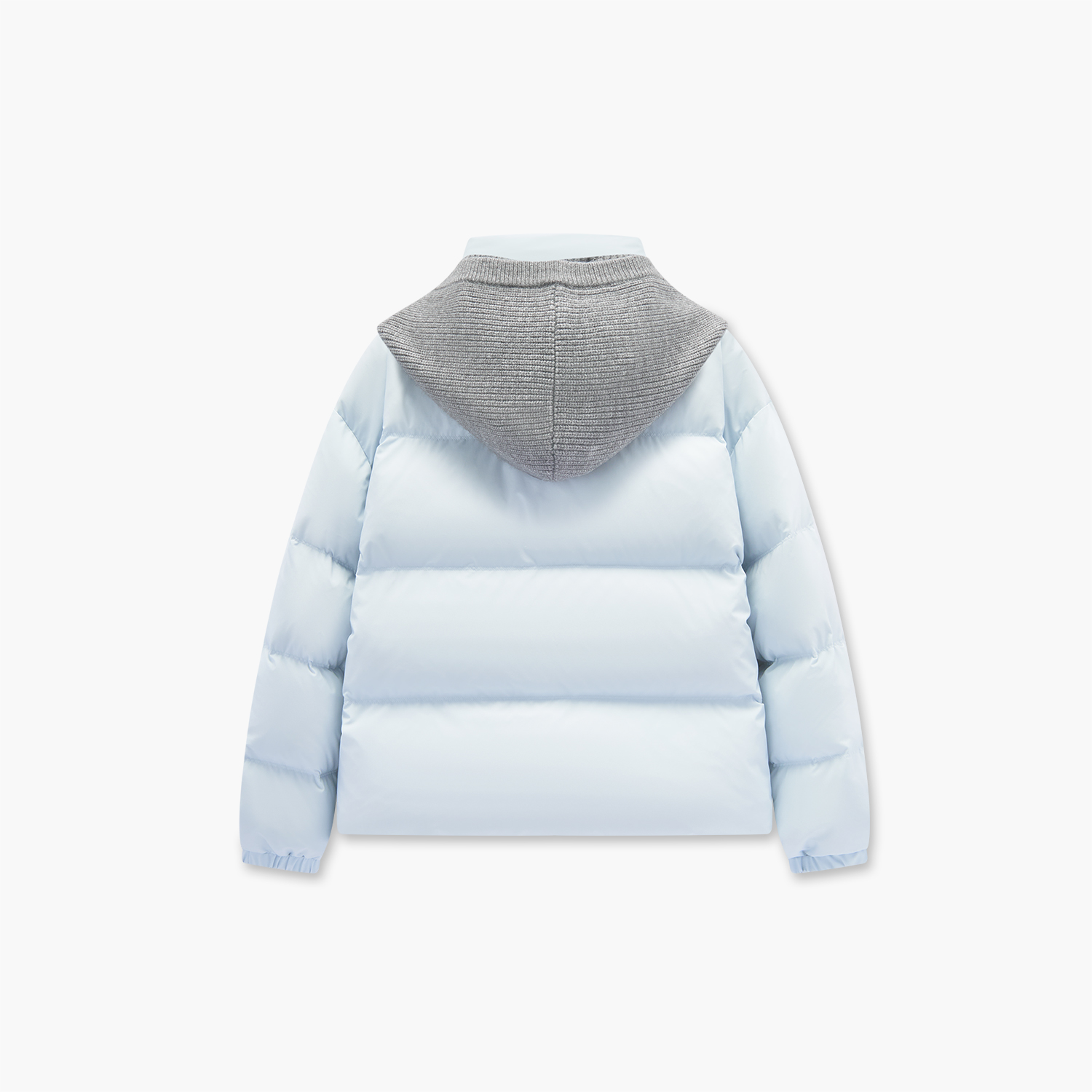 爱居兔浅蓝色短款羽绒服女2025年冬季新款可拆卸帽小个子保暖外套 - 图0