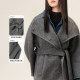 爱居兔全羊毛双面呢大衣女冬季新款优雅时尚斜门襟毛呢外套