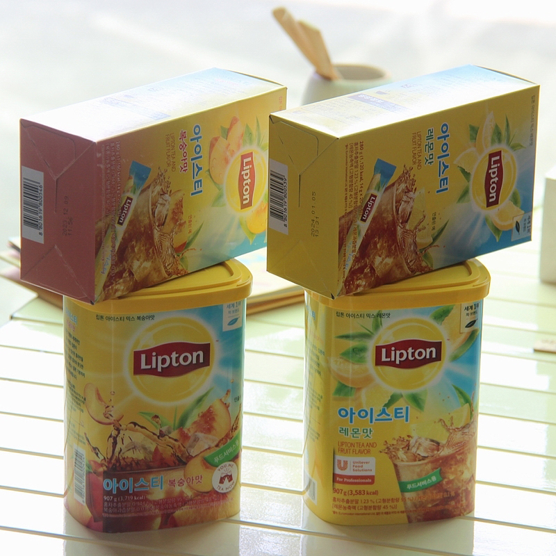 韩国进口Lipton立顿水蜜桃冰红茶桃子冰茶夏天酷爽冲泡饮品280g - 图1