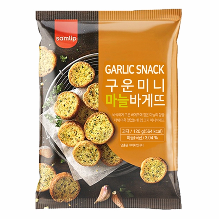 韩国进口零食samlip三立法式蒜蓉披萨蜂蜜黄油黑胡椒劲辣味面包干 - 图2