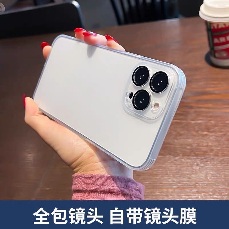 适用iPhone11自带镜头膜手机壳苹果12透明13promax女xr7男xs高级8-图1