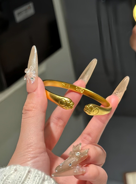 金包银古法猫爪开口手镯送女友