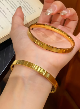 古法金包银米字实心车花手镯