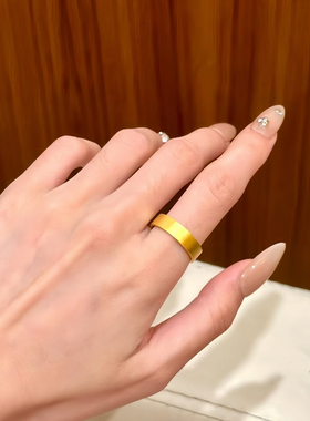 手工金包银平底磨砂实心戒指