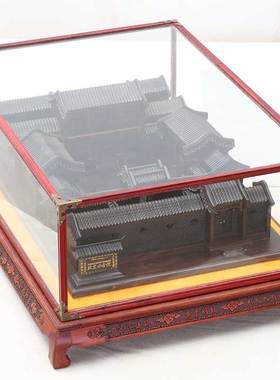北京四合院摆件古建筑玄关红木模型书房客厅办公室展厅桌面摆件