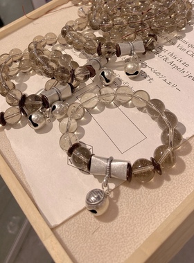 纯银天然茶晶手串女款闺蜜礼物手链水晶饰品叠戴首饰新款复古国风