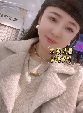 女弯管施华洛水晶元素山檀竹节纯银项链锁骨链颈链配饰