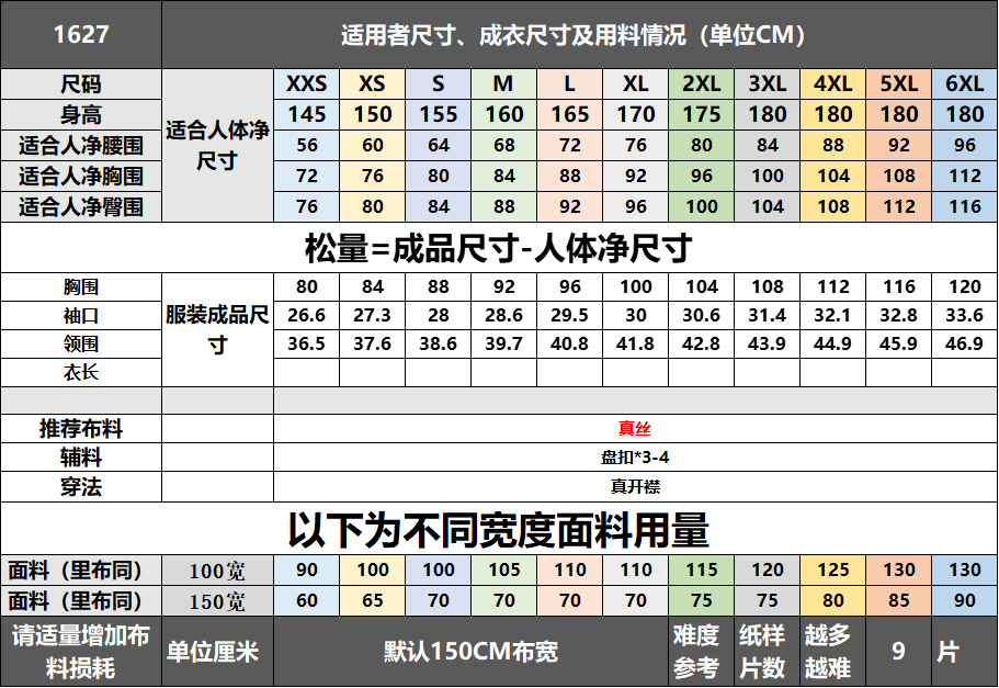 1627 平裁有肩缝有肩斜短旗袍款上衣外搭纸样 民国风中国风美衣图 - 图0