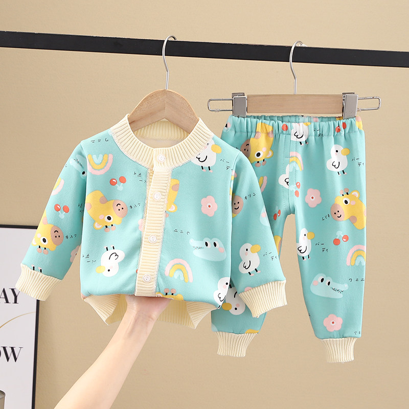 秋装两件套加绒加厚宝宝小童男童女童开衫套装婴儿针织衫儿童保暖,淘宝优惠券,粉丝福利购,淘宝优惠卷