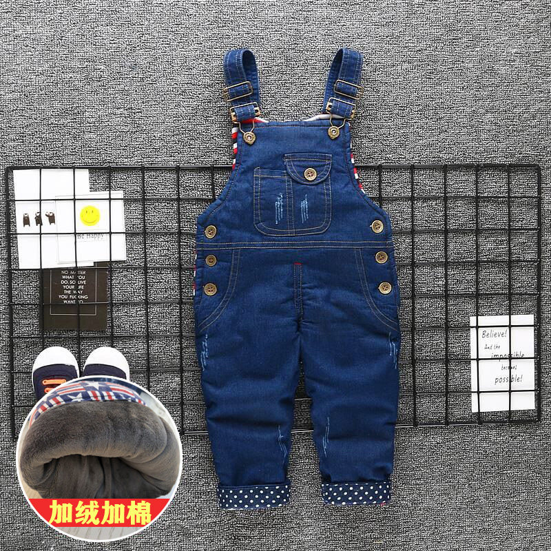 清仓宝宝牛仔背带裤儿童冬裤子婴儿加绒加棉背带裤男女童洋气长裤,淘宝优惠券,粉丝福利购,淘宝优惠卷