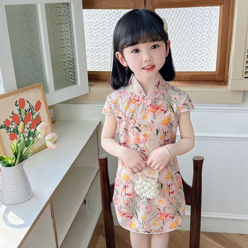 女童旗袍碎花连衣裙夏季宝宝薄款洋气公主裙子儿童夏装中国风汉服,淘宝优惠券,粉丝福利购,淘宝优惠卷